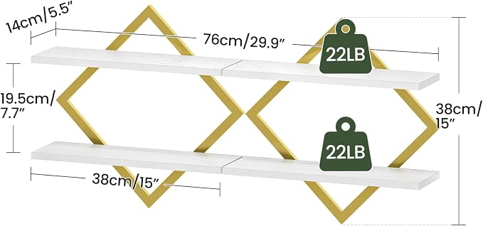 CHOEZON Floating Shelves for Wall, 2-Tier Hanging Shelves, for Living Room - Image 3