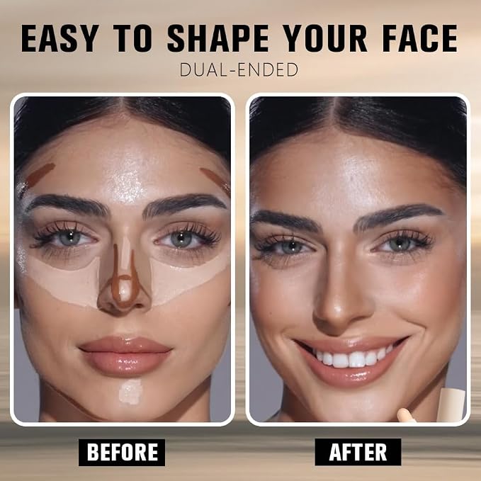 evpct Nude & Light Beige Cream Contour Stick Face Body Makeup Dual Ended - Image 4