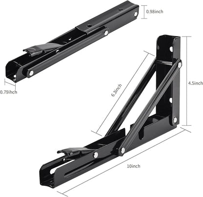YUMORE Folding Shelf Brackets, 10 Inch Heavy Duty Collapsible Shelf Bracket - Image 2