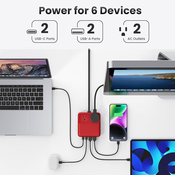 USB C Charger Block, 135W GaN IV Fast Charging Station Hub, 6-in-1 USB C Power - Image 3