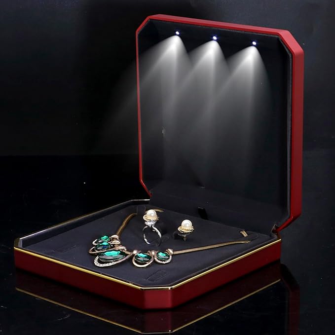 HSLFUAI Necklace Box with Led, Jewelry Box by Homestorageforyouandi