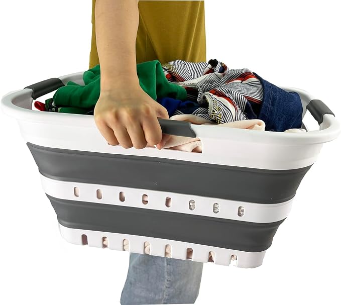 SAMMART Collapsible Plastic Rectangular Laundry Basket - Image 5