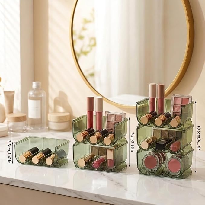 Green Stackable Lipstick Organizer Acrylic Cosmetic Display Case, 3-Tier - Image 2