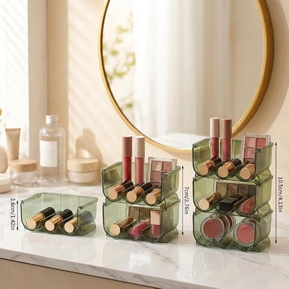 Green Stackable Lipstick Organizer Acrylic Cosmetic Display Case, 3-Tier - Image 2