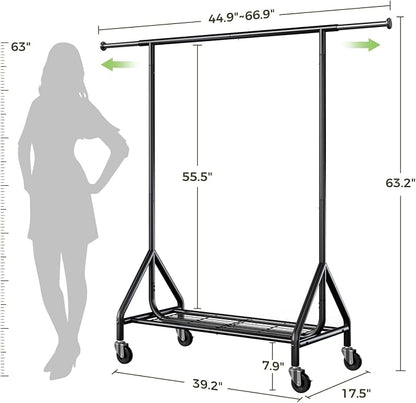 Clothes Rack Load 450 LBS, Heavy Duty Garment Rack, Standing Rolling Metal - Image 7
