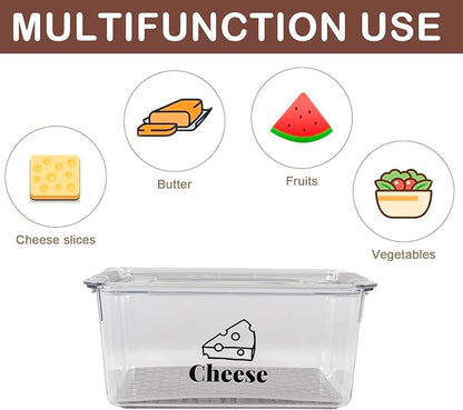 Cheese Container Airtight with Draining Basket Cream Cheese Sliced Cheeses Box - Image 4