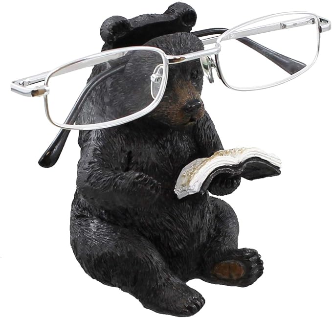 Whimsical Sitting Bear Reading Book Eyeglasses Holder Stand by TopBrass