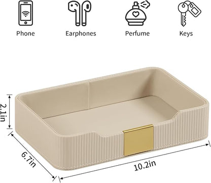 Valet Tray Desktop Storage Organizer, PU Leather Catchall Bedside Vanity Tray - Image 7
