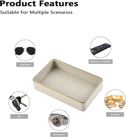 PU Leather Valet Tray, Desk Organizer Tray Nightstand Organizer Trinket Dish - Image 9