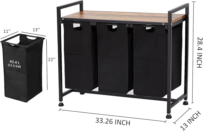 3 Section Laundry Sorter with Wheels, 130L Large Capacity Rolling Laundry Hamper - Image 2