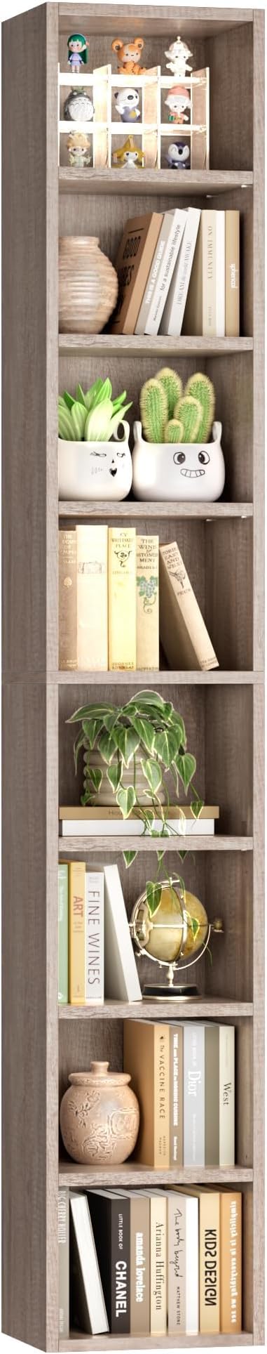 FOTOSOK Bookshelf Bookcase 8-Tier Narrow Bookshelf Tall CD Media Tower Rack | by FOTOSOK