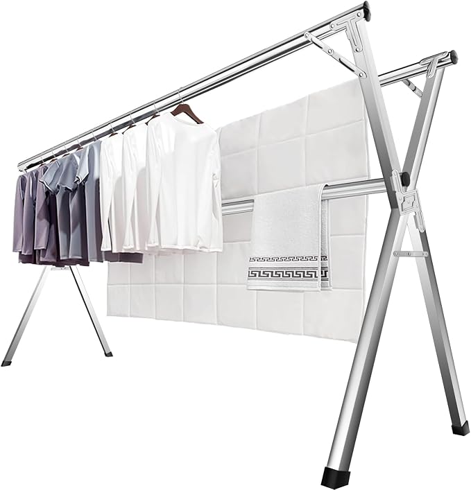 JAUREE 63 Inches Clothes Drying Rack, Drying Rack Clothing Folding Indoor by JAUREE