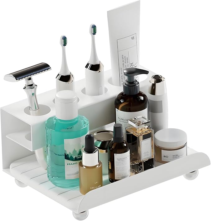 Quick Dry Electric Toothbrush Holder 4 Slots Metal Bathroom Counter Organizer by YOOLENS