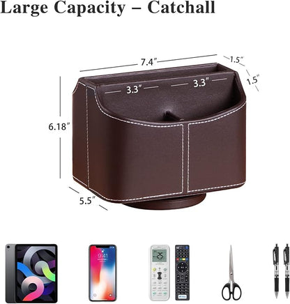 YAPISHI Leather Remote Control Holder, 360 Degree Spinning Desk TV Remote - Image 4