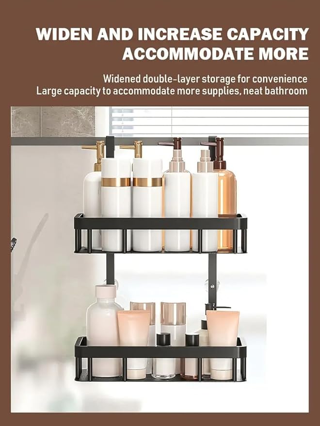 Over Door Shower Caddy, 2-Tier Storage Rack, 11.81x5.31 Inch Shelves, No - Image 6