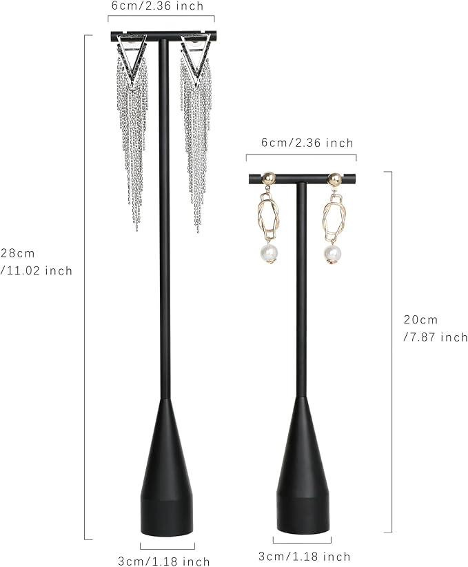 GemeShou 2pcs Black earring display T bar stand, Big jewelry earring holders - Image 4