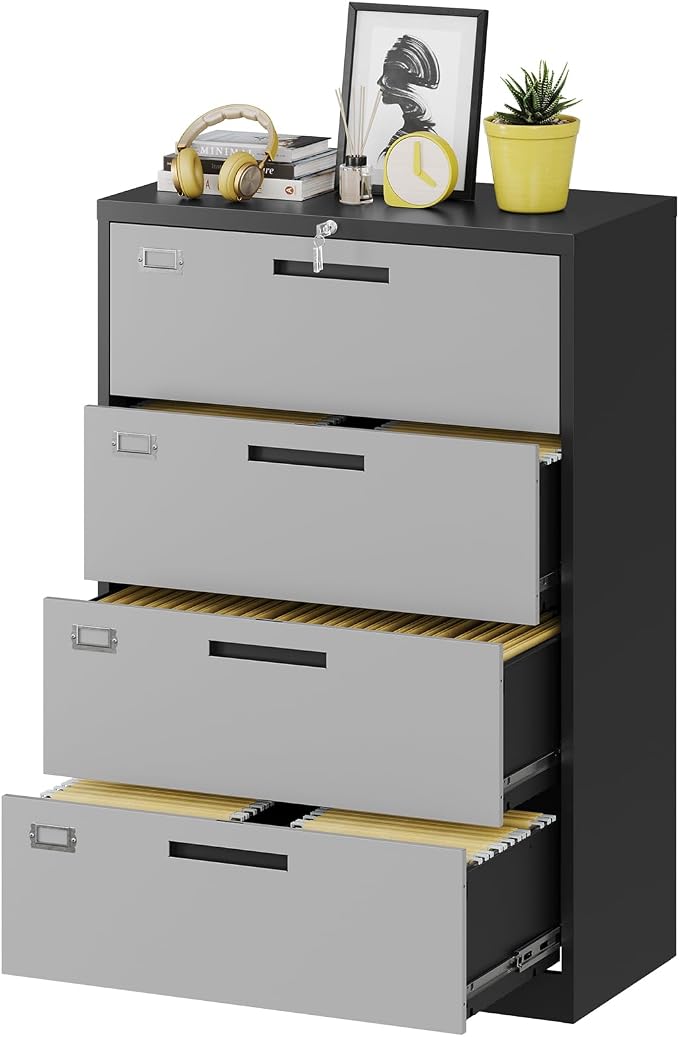 Metal Steel 4 Drawer Lateral File Cabinet by Fesbos