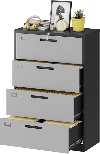 Metal Steel 4 Drawer Lateral File Cabinet by Fesbos