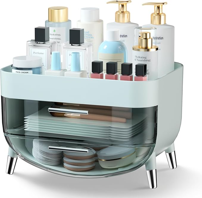 Jywantful Vanity Makeup Organizer, Mint Blue Skincare Storage by Jywantful