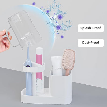 Toothbrush Holder with Cup/Cover Contains 2 Slots, Bathroom Counter Organizer - Image 2