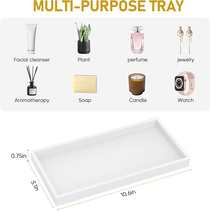 Bathroom Counter Tray, EG-SIPRO High-Grade Thickened Silicone Bathroom Vanity - Image 8