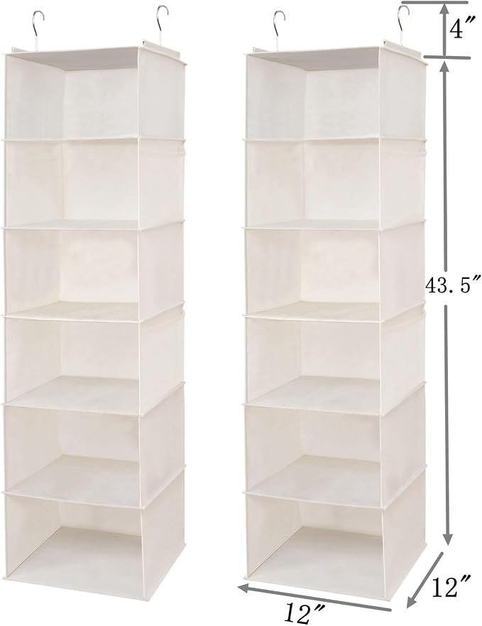 BrilliantJo 6 Shelves Hanging Closet Organizer, 2 Pack Hanging Storage - Image 3