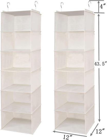 BrilliantJo 6 Shelves Hanging Closet Organizer, 2 Pack Hanging Storage - Image 3