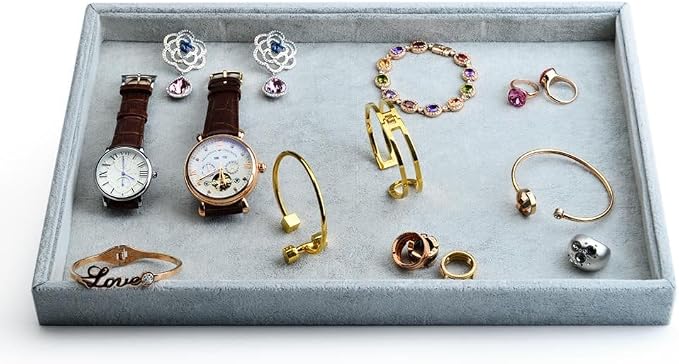 Oirlv Velvet Stackable Jewelry Trays Grids Rings Earrings Bracelet Watch by Oirlv