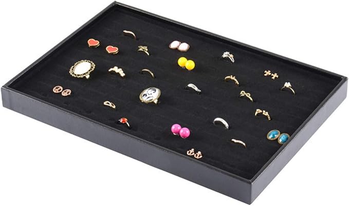 Black Velvet Stackable 100 Slot Ring Inserts Jewelry Tray Showcase Display - Image 3