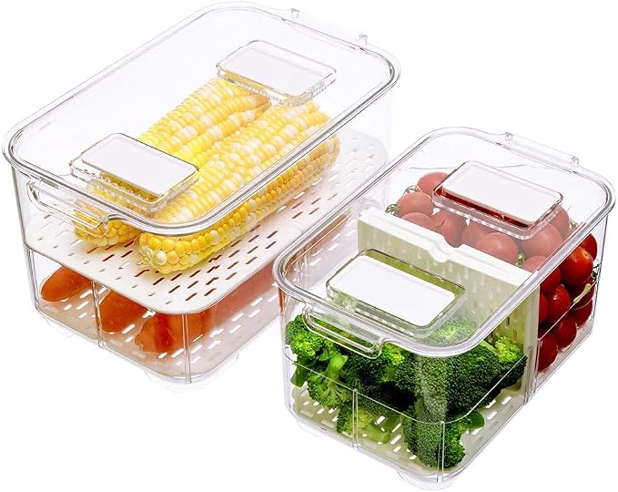 SANNO Vegetable Fruit Containers Fridge Food Storage Produce Saver Container - Image 2