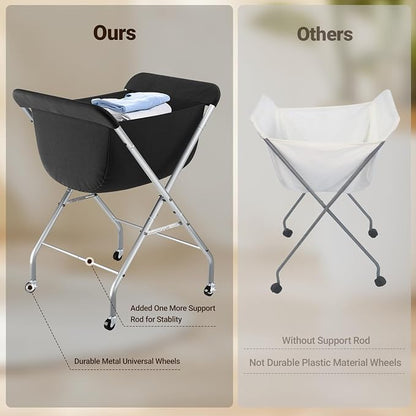 ELYKEN Laundry Basket with Wheels, Collapsible Laundry Hamper, Foldable Design - Image 3