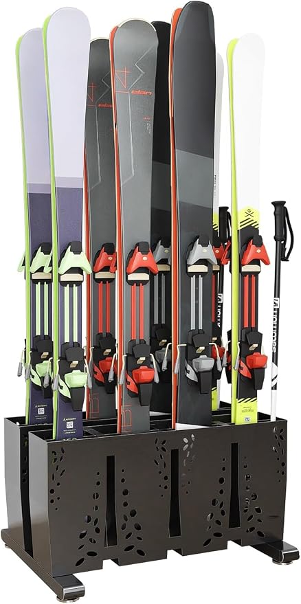 Heavy Duty Metal Ski Storage Rack, 8 Pair Freestanding Steel Ski Holder - Image 8