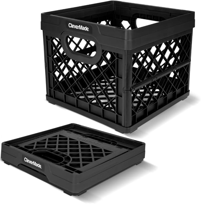 CleverMade Collapsible Milk Crate, 1PK - 25L Stackable Storage Bins by CleverMade