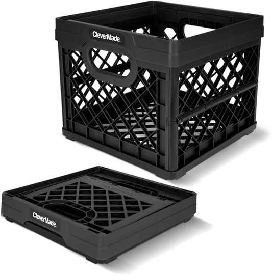 CleverMade Collapsible Milk Crate, 1PK - 25L Stackable Storage Bins by CleverMade