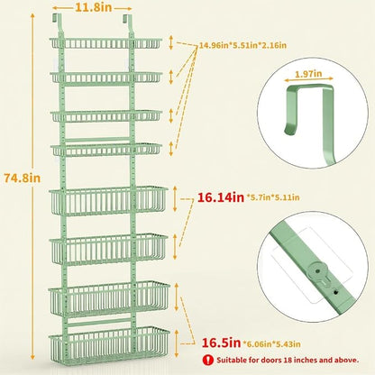 Moforoco Sage Green Over The Door Pantry Organizer, Pantry Door Organizer - Image 3
