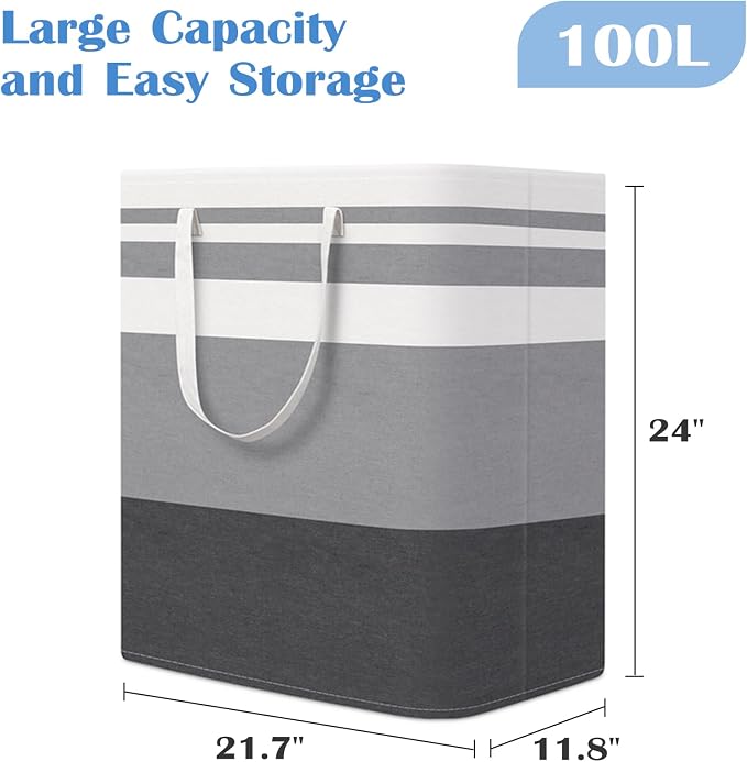 BlissTotes 3-Pack Laundry Basket, Freestanding＆Waterproof Laundry Hamper - Image 2
