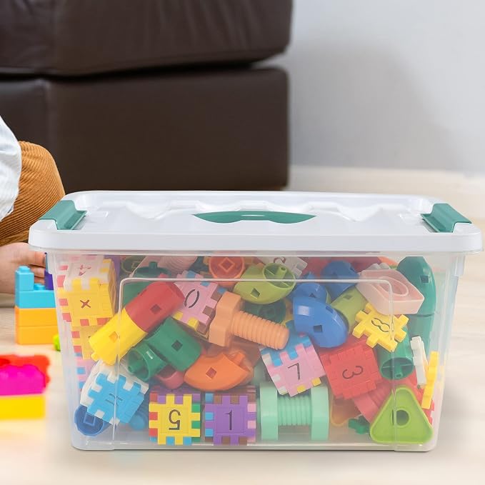 Gainhope 6 Packs 14 L Plastic Stackable Storage Bin Container Box - Image 4