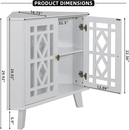 Scurrty 32'' Corner Shelf Stand, Small Corner Table Sideboard Cabinet - Image 2