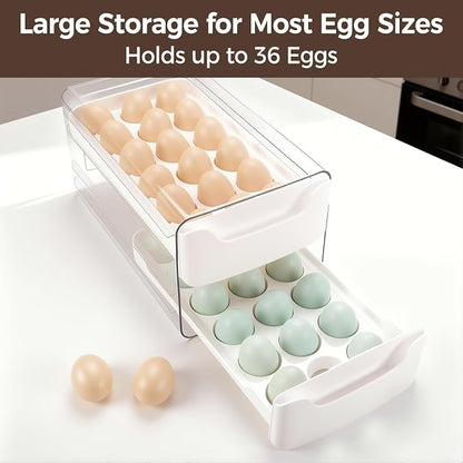 36-Egg-Holder for Fridge, Egg-Storage for Refrigerator Countertop, 2 Tier - Image 3