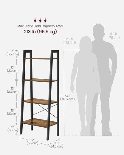 VASAGLE Ladder Shelf, 4-Tier Bookshelf, Storage Rack, Bookcase - Image 3