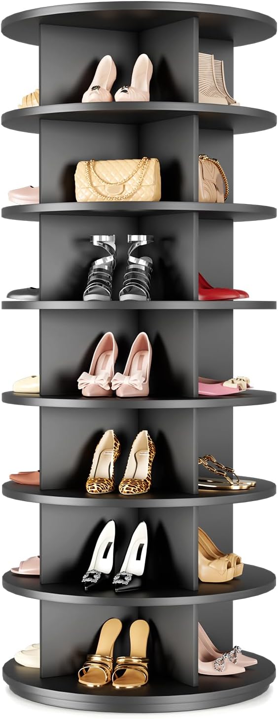 Rotating Shoe Rack 7 Tier Spinning Shoes Organizer Tower by BRFOYU