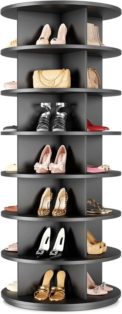 Rotating Shoe Rack 7 Tier Spinning Shoes Organizer Tower by BRFOYU