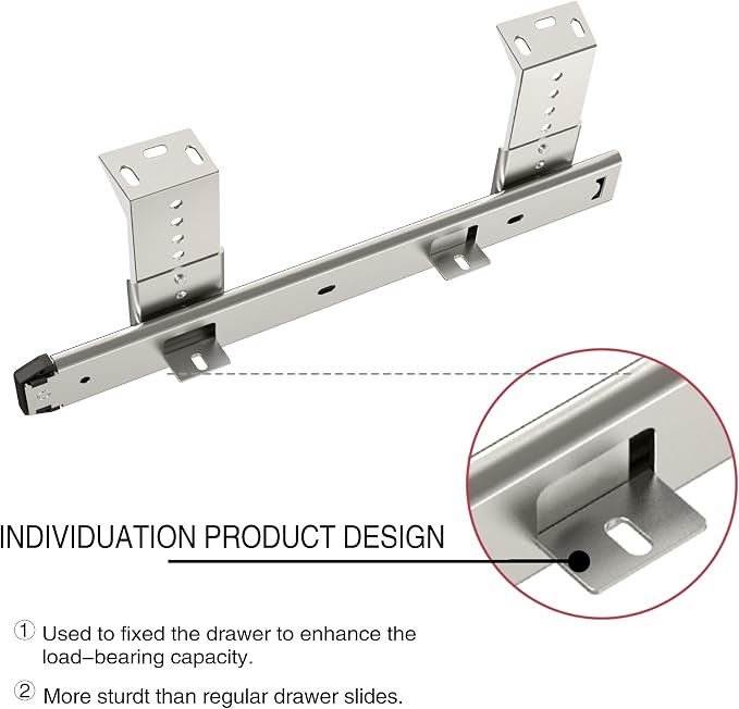 FRMSAET Sliding Keyboard Drawer Tray Hardware 12/14/16/18 inches Slides Metal - Image 2