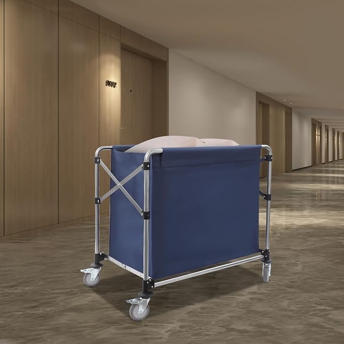 Commercial Laundry Cart with Wheels, Folding Laundry Hamper Cart, Heavy Duty - Image 8