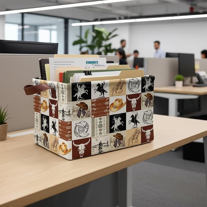 Western Cowboy Storage Basket Waterproof Canvas Toy Storage Bin Western Home - Image 7