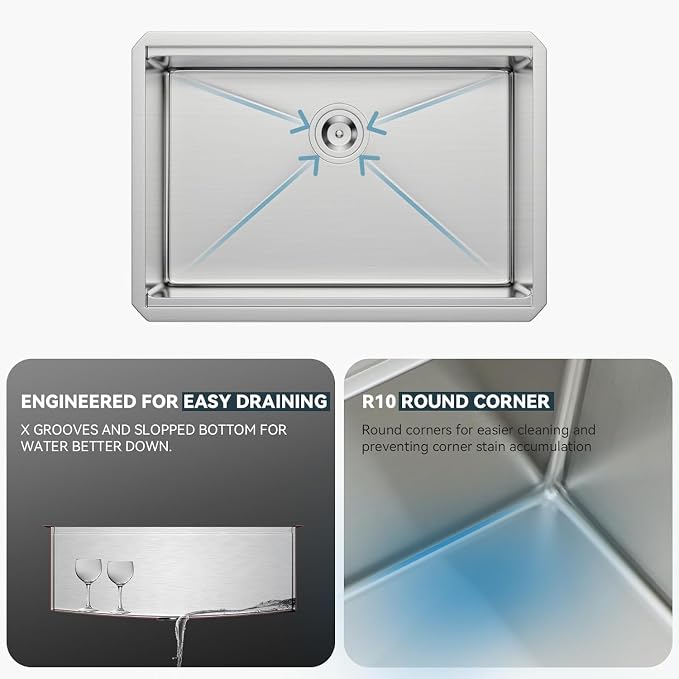 Lordear 28 Undermount Kitchen Sink Stainless Steel 16 Gauge Under Counter - Image 5