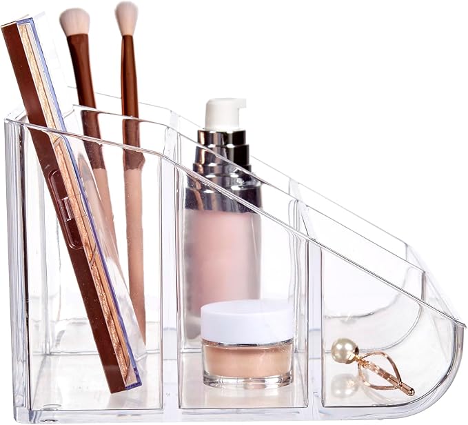 STORi Clear Plastic Vanity Makeup Organizer | 6-Compartment Holder - Image 7