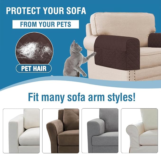 H.VERSAILTEX Couch Arm Covers Water Resistant Armrest Covers - Image 5