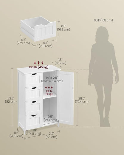 VASAGLE Storage Cabinet with Drawers, Freestanding Floor Cabinet with Door - Image 5