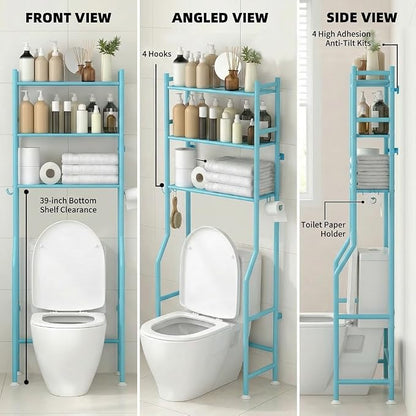 GloTika 3-Tier Over Toilet Storage, 150lb Capacity, Carbon Steel, Freestanding - Image 2